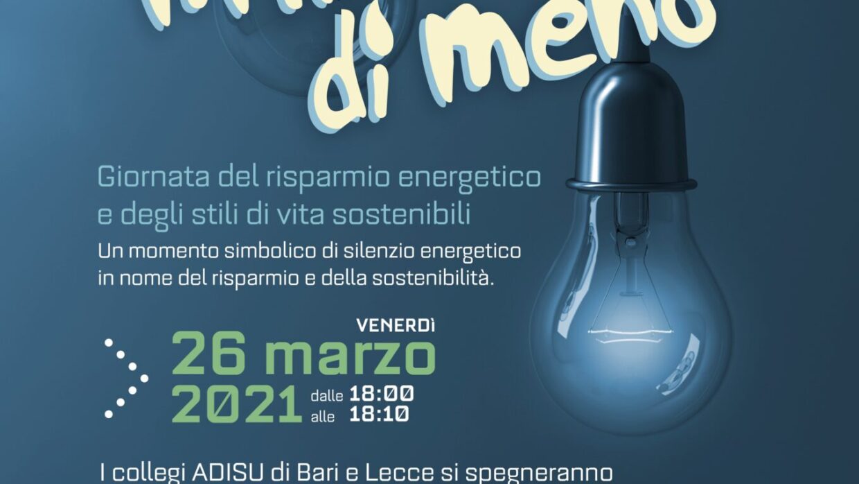 Meit aderisce a M’illumino di Meno 2021 spegnendo le residenze ADISU di Bari e Lecce