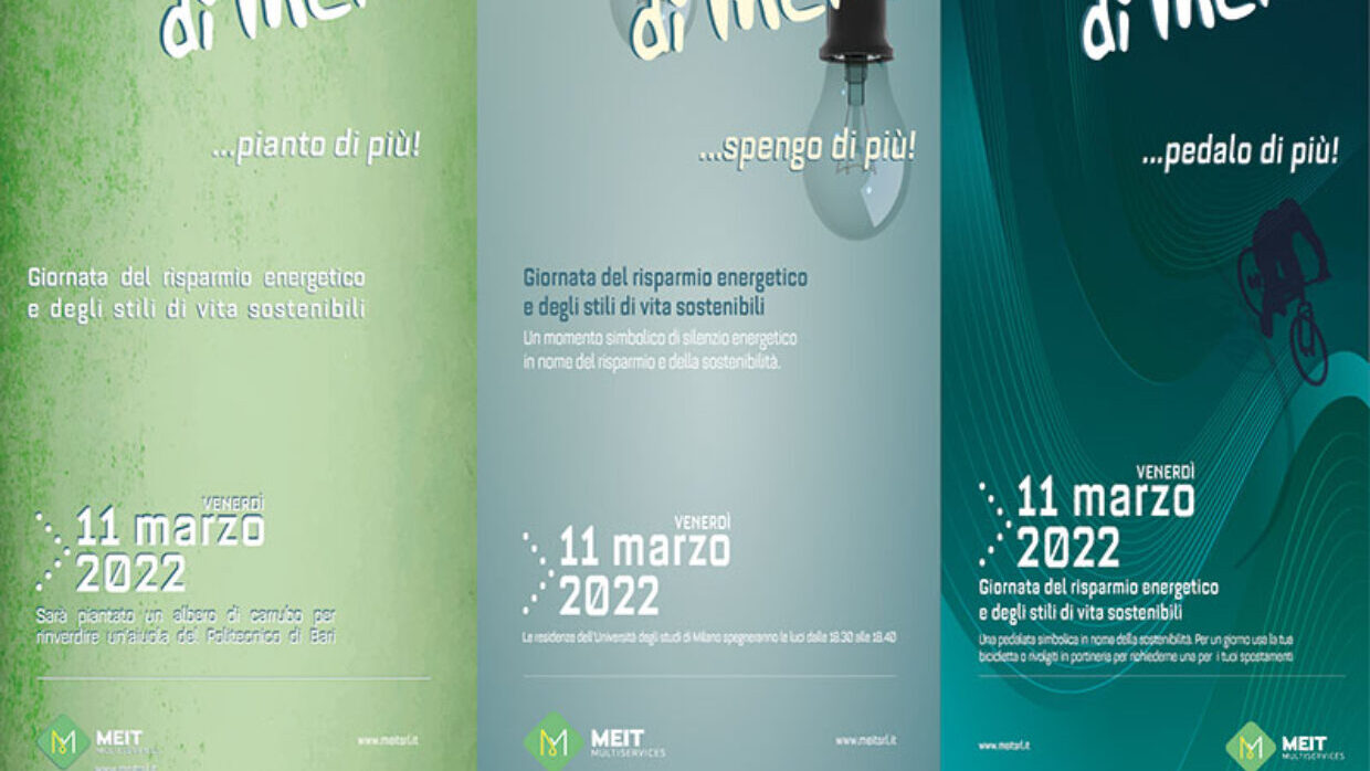 Meit partecipa a M’Illumino di meno 2022 con azioni al Politecnico di Bari e nelle residenze Adisu Puglia e Università degli Studi di Milano